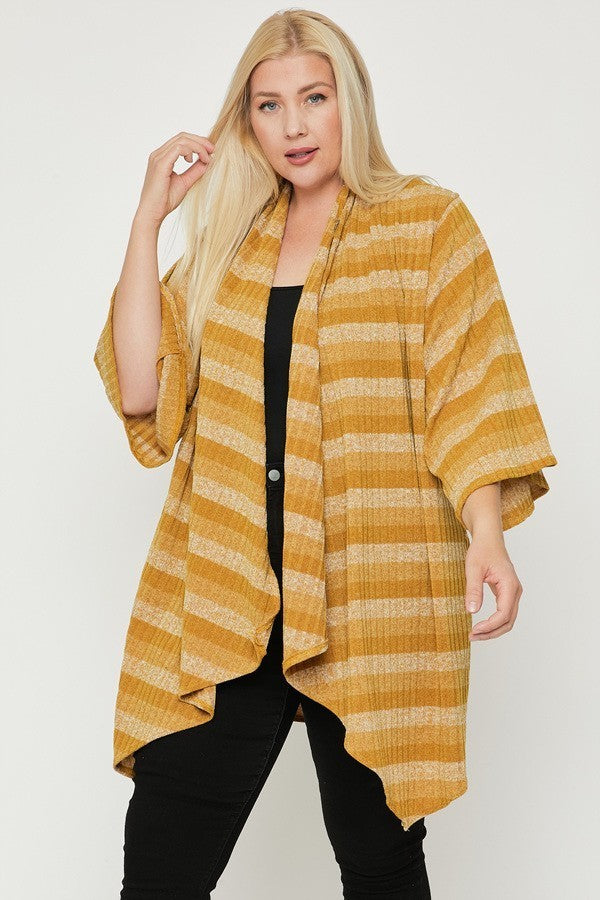 kimono style striped cardigan