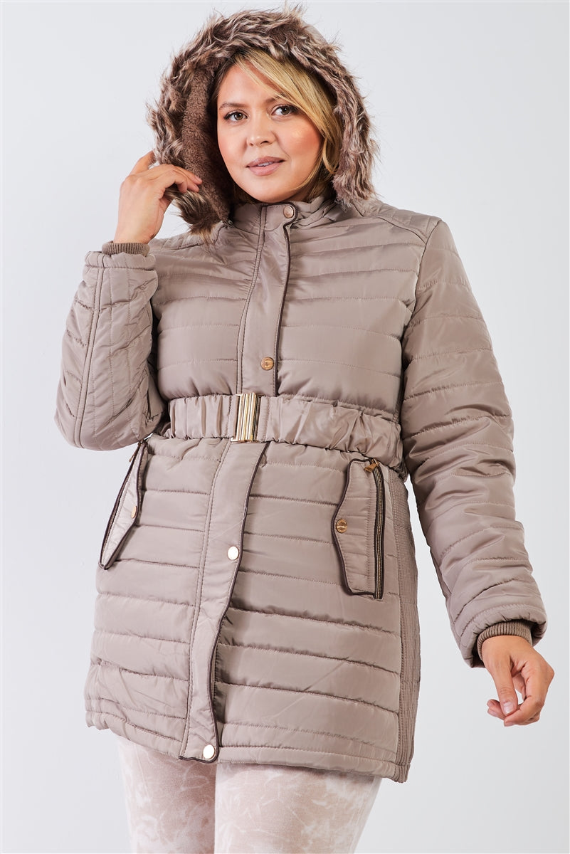 faux fur hood puffer jacket