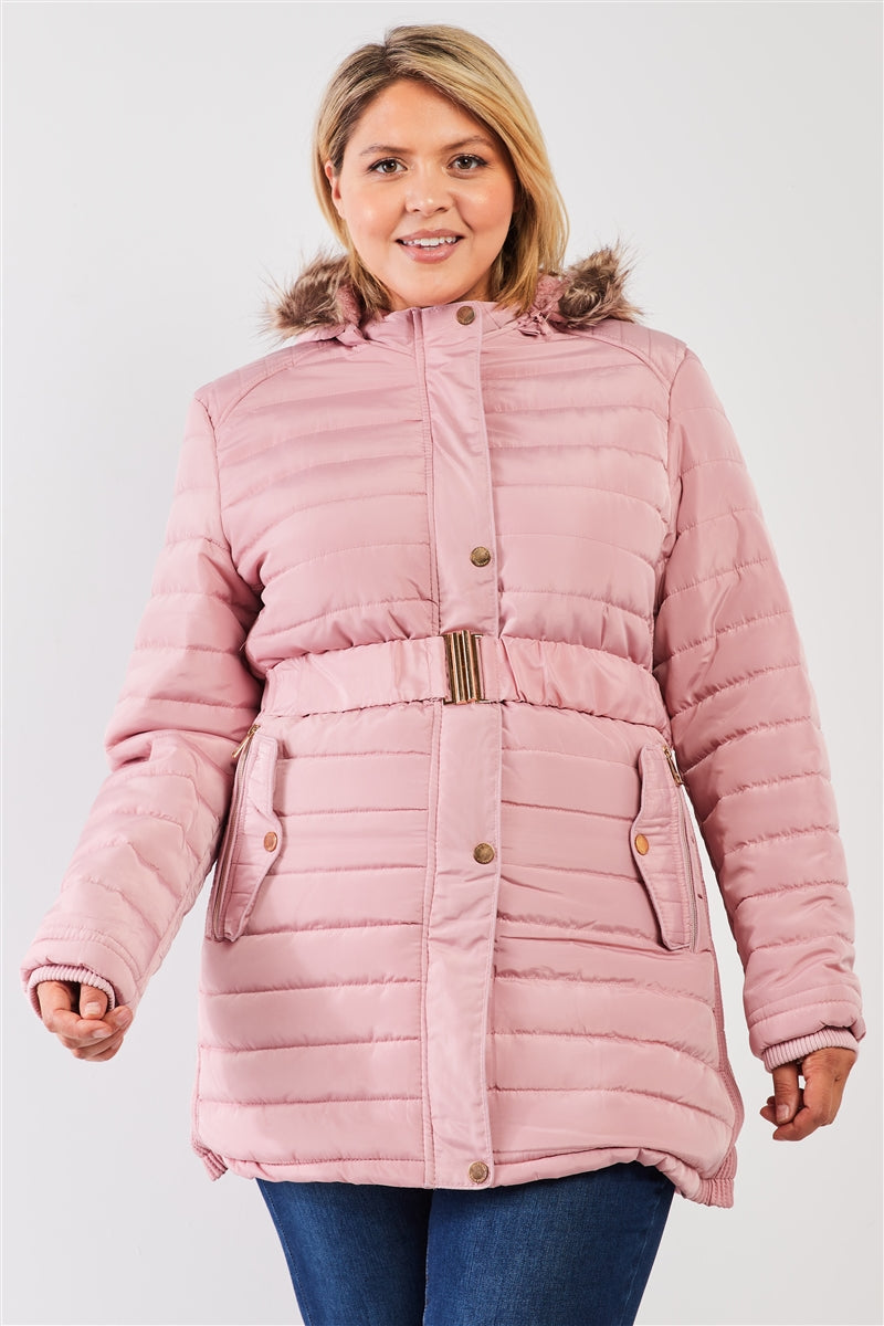 faux fur hood puffer jacket