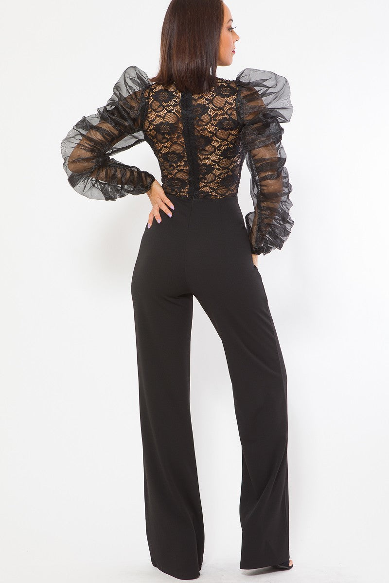 combined lace crochet jumpsuit