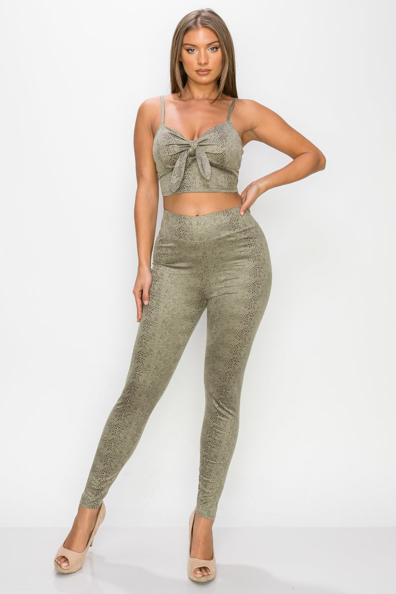 snake print top & leggings set