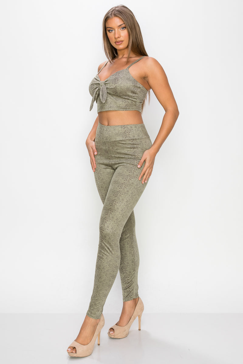 snake print top & leggings set