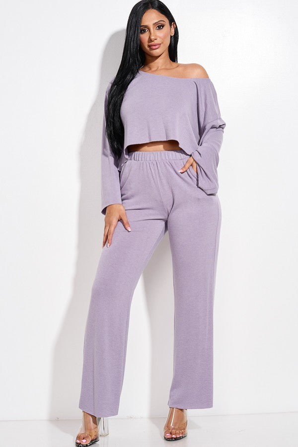 terry sleeved top & pants set