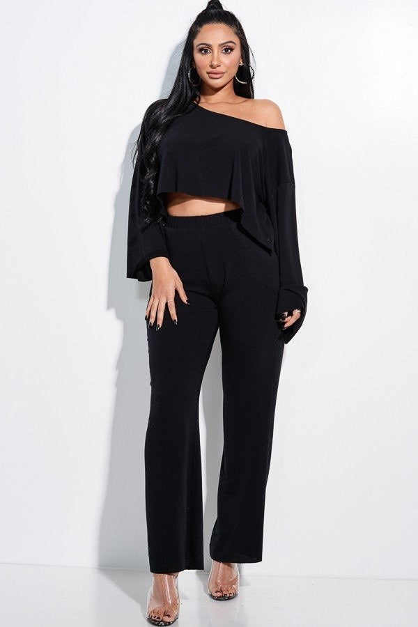 terry sleeved top & pants set