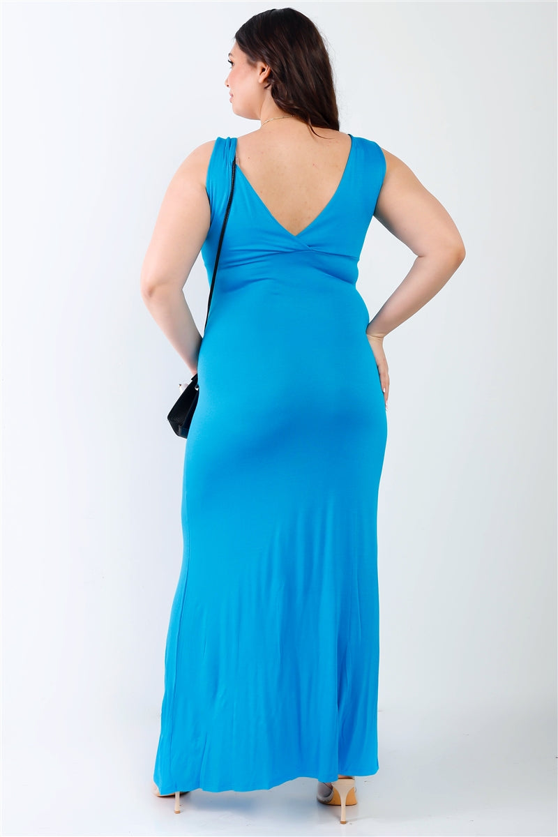 v-neck sleeveless maxi dress