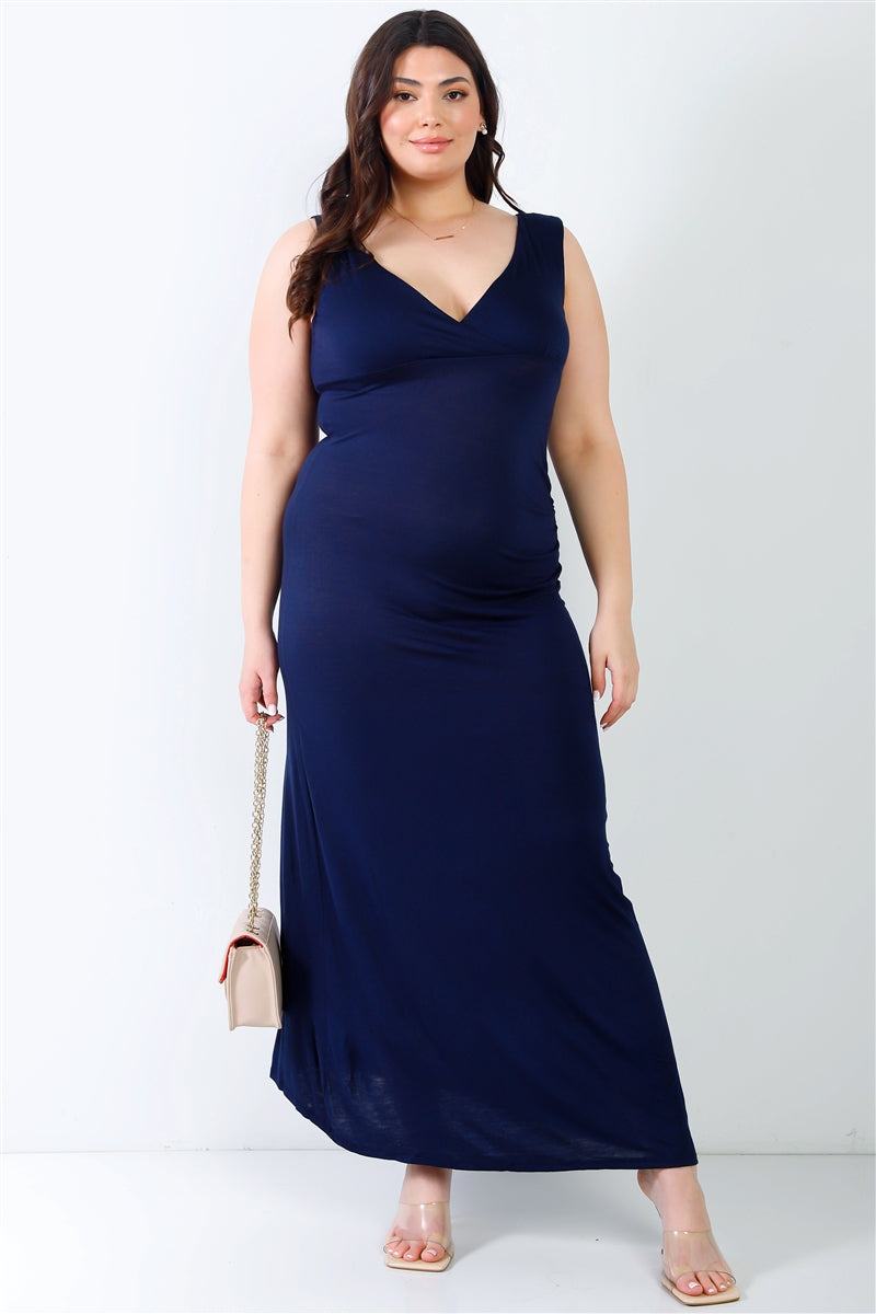 v-neck sleeveless maxi dress