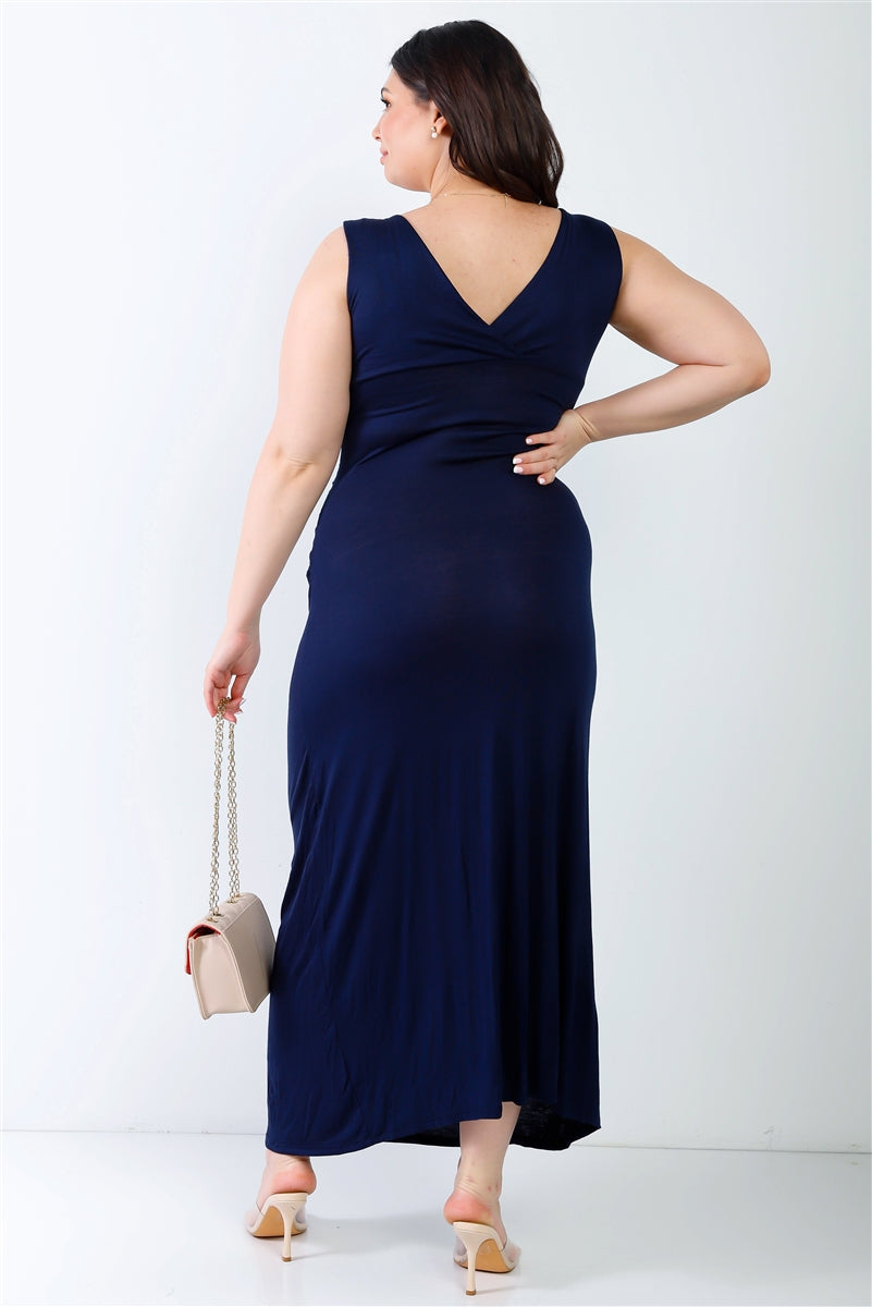 v-neck sleeveless maxi dress