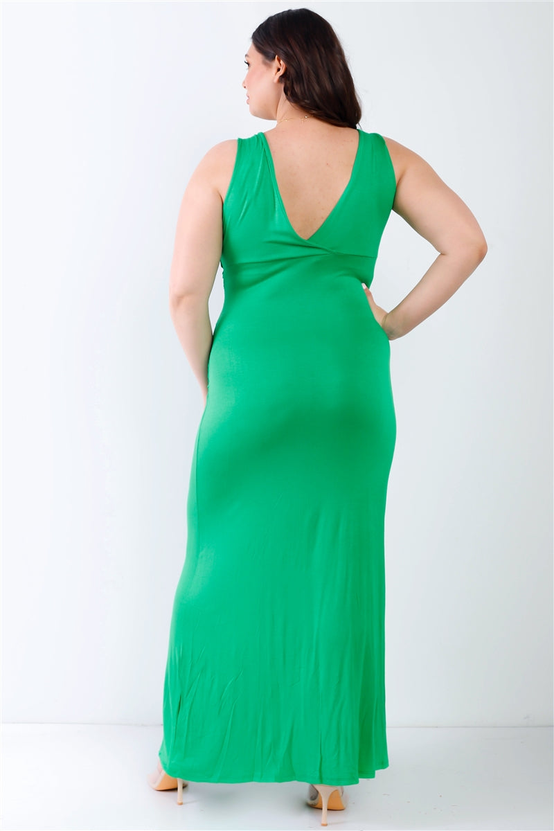 v-neck sleeveless maxi dress