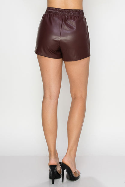 High-Rise Faux Leather Shorts