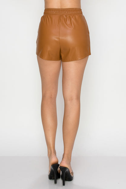 High-Rise Faux Leather Shorts