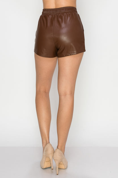 High-Rise Faux Leather Shorts