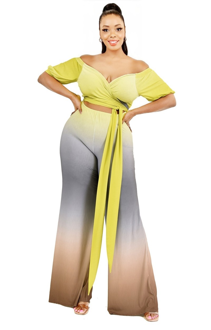 off shoulder waist tie jumpsuit