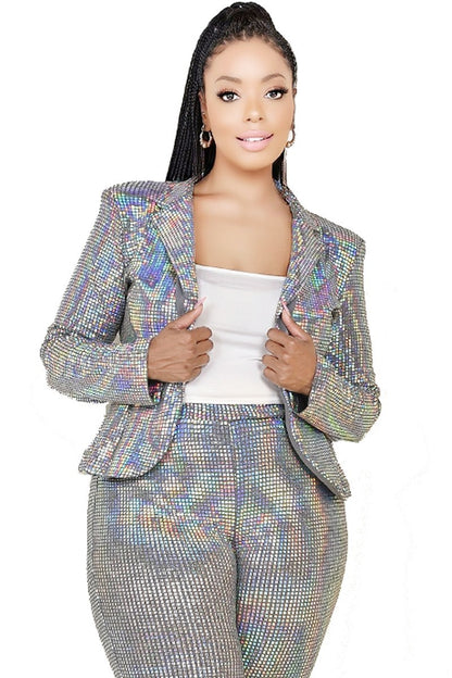 Metallic Sequin Jacket & Leggings Set