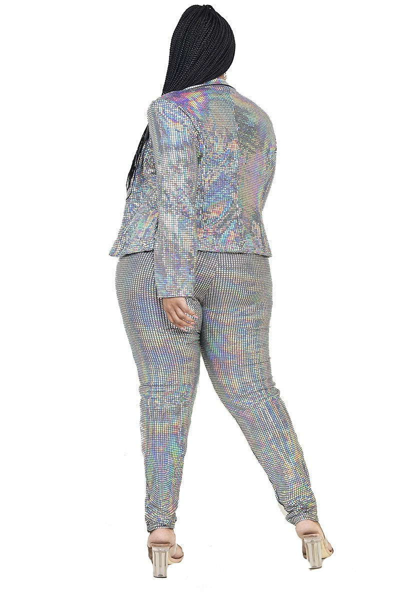 metallic sequin jacket & leggings set