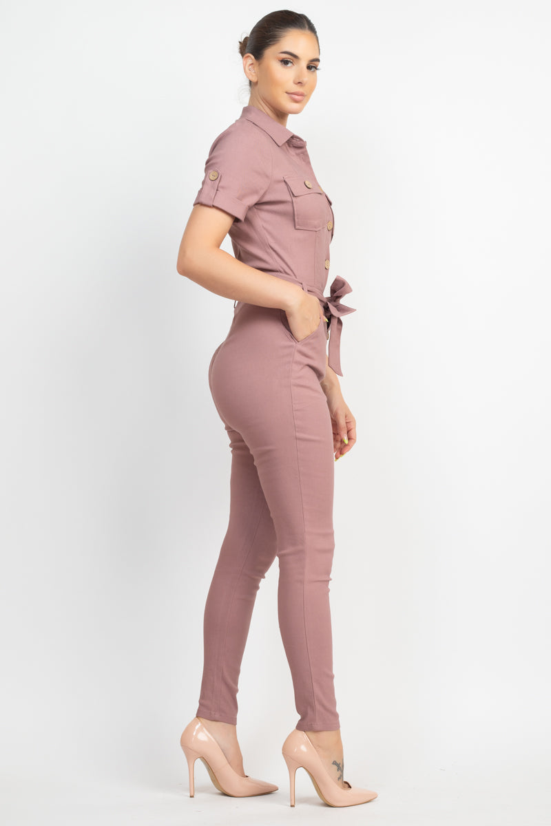 waist-tie jumpsuit