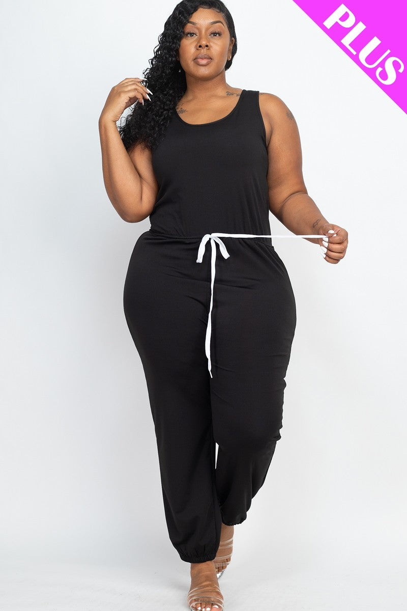 tie waist jogger jumpsuit