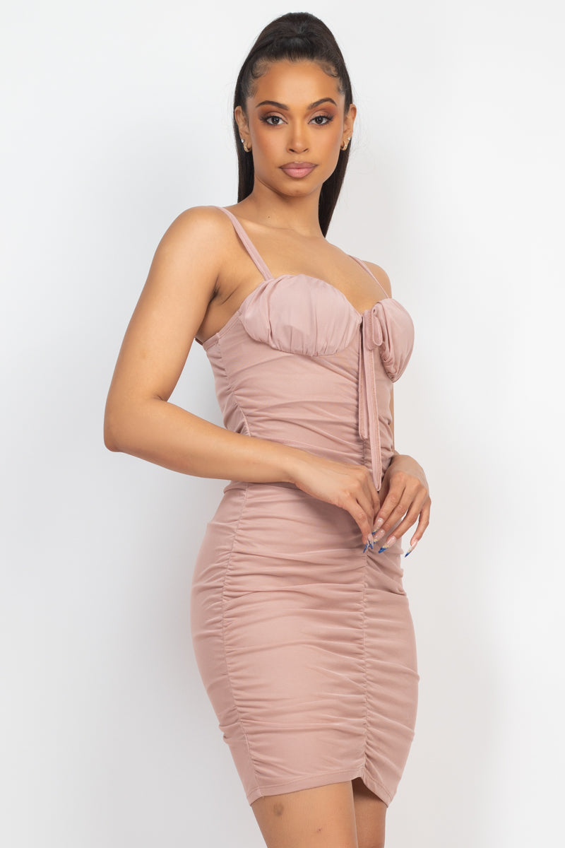 front ruched mini dress