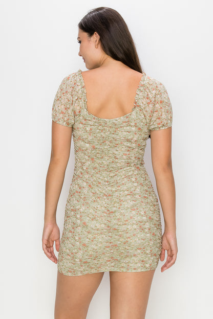 Ruched Floral Dress