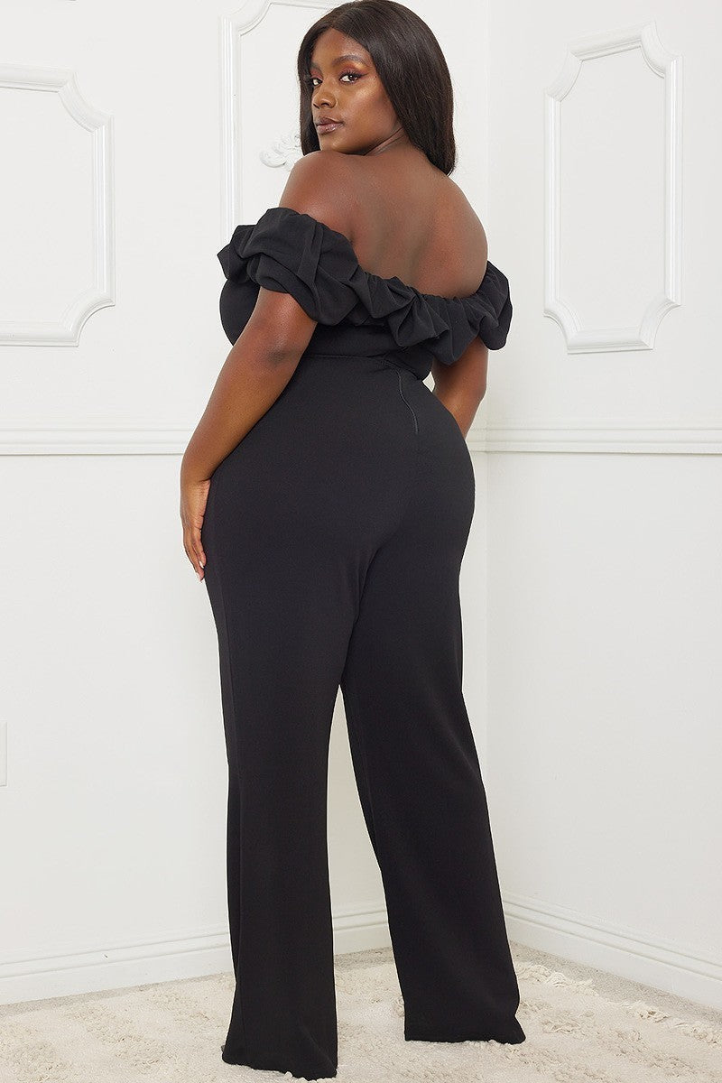 ruffle shoulder jumpsuit