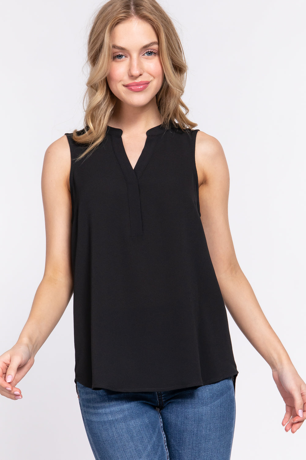 sleeveless woven top