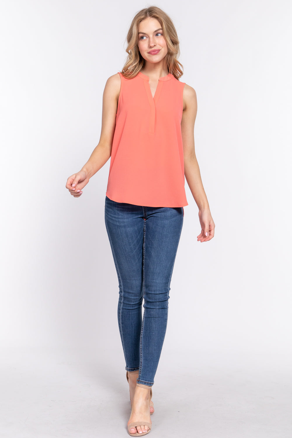 sleeveless woven top