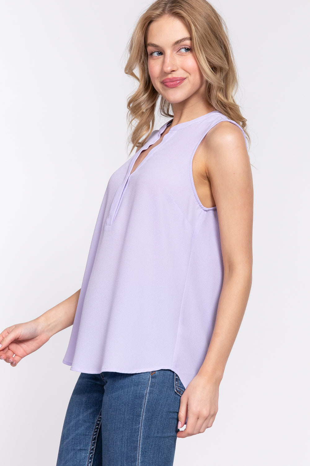 sleeveless woven top