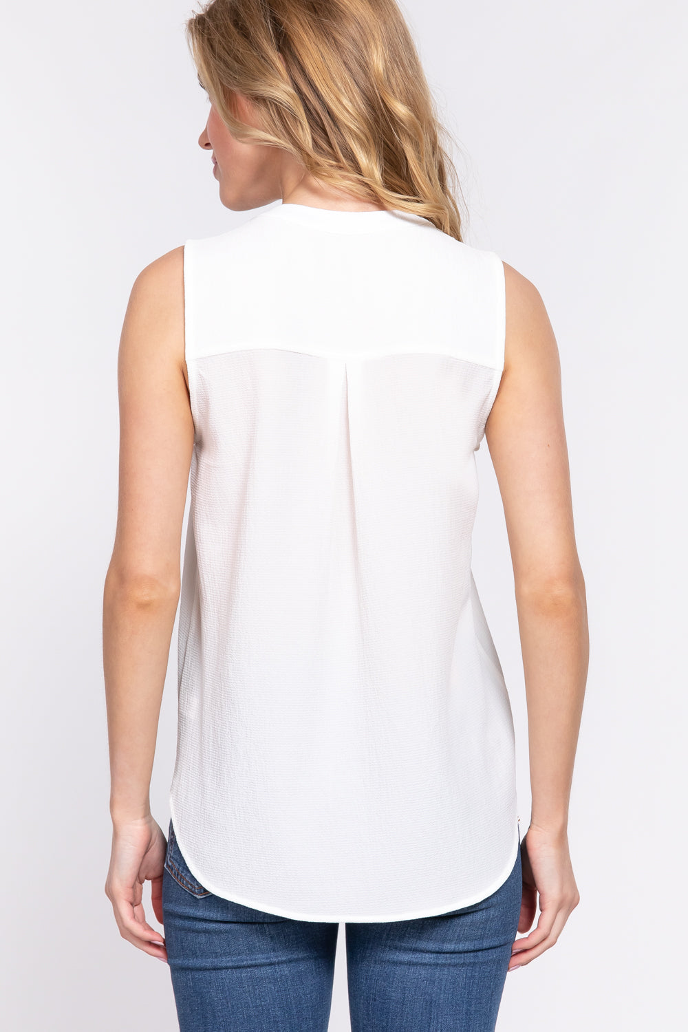 sleeveless woven top