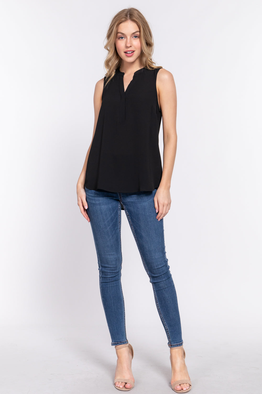 sleeveless woven top