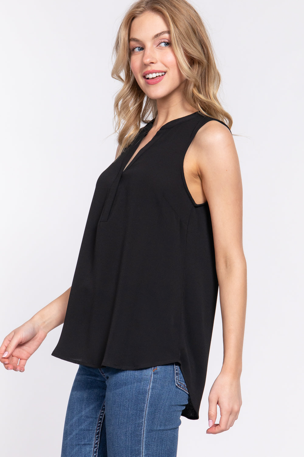 sleeveless woven top