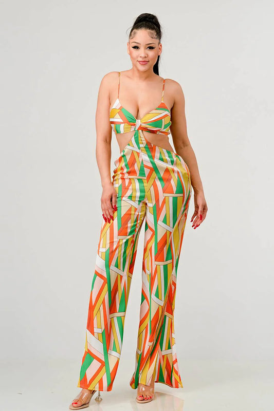 Geo Print Palazzo Jumpsuit