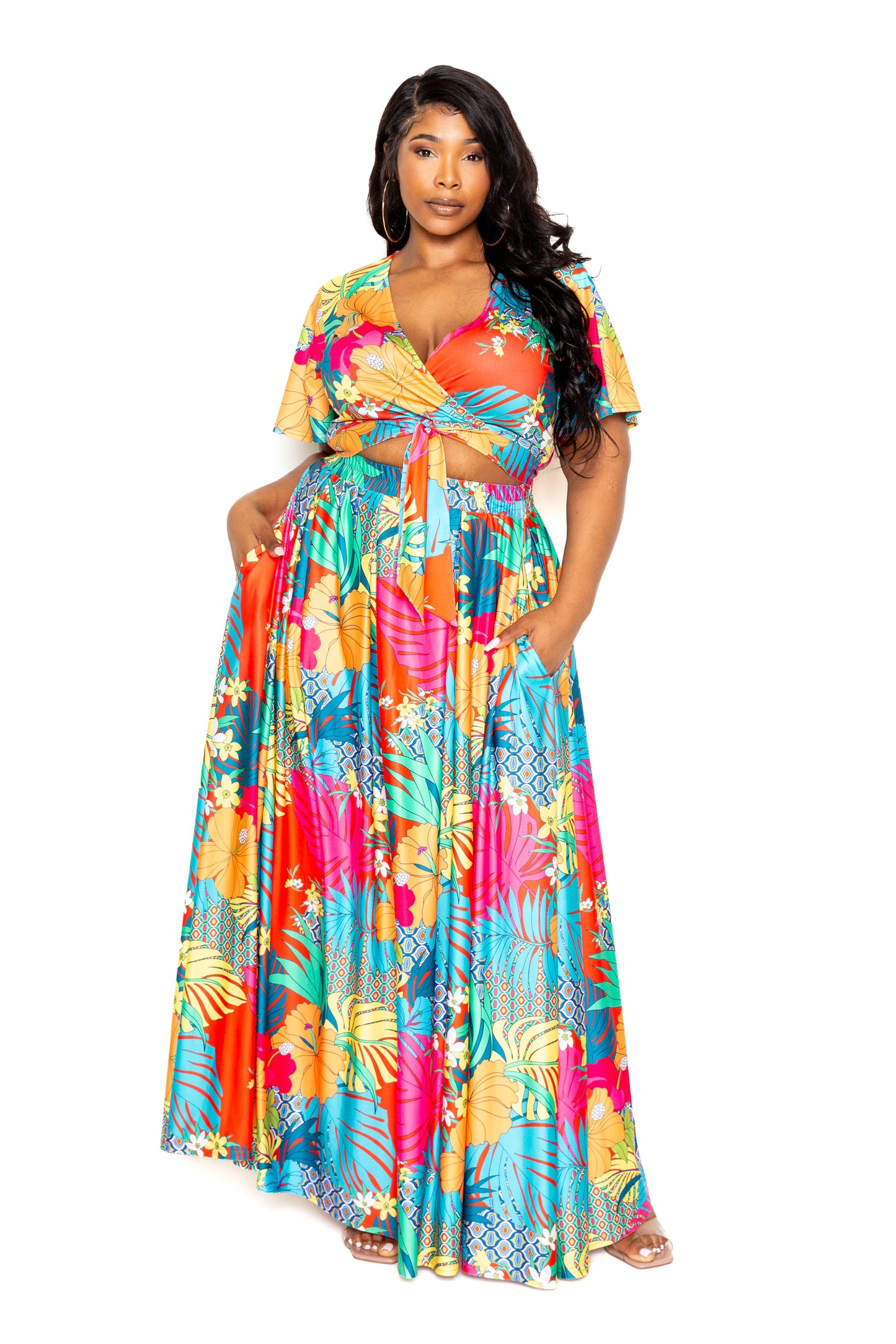 tropical floral skirt & top set