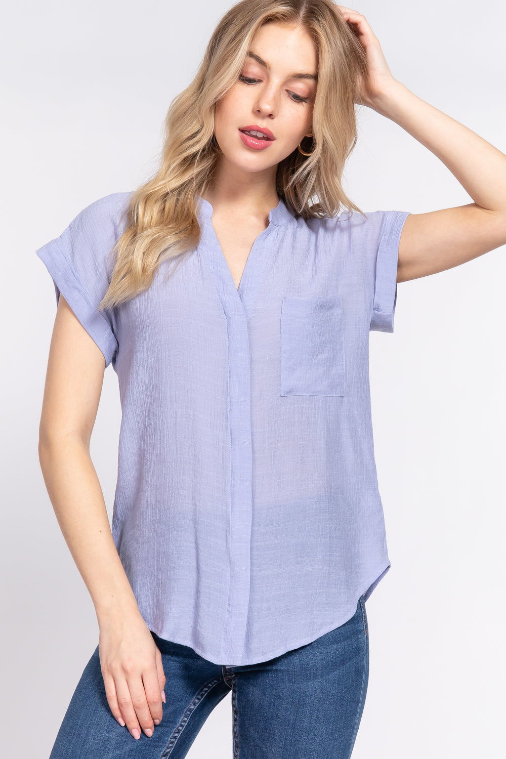 button down woven top