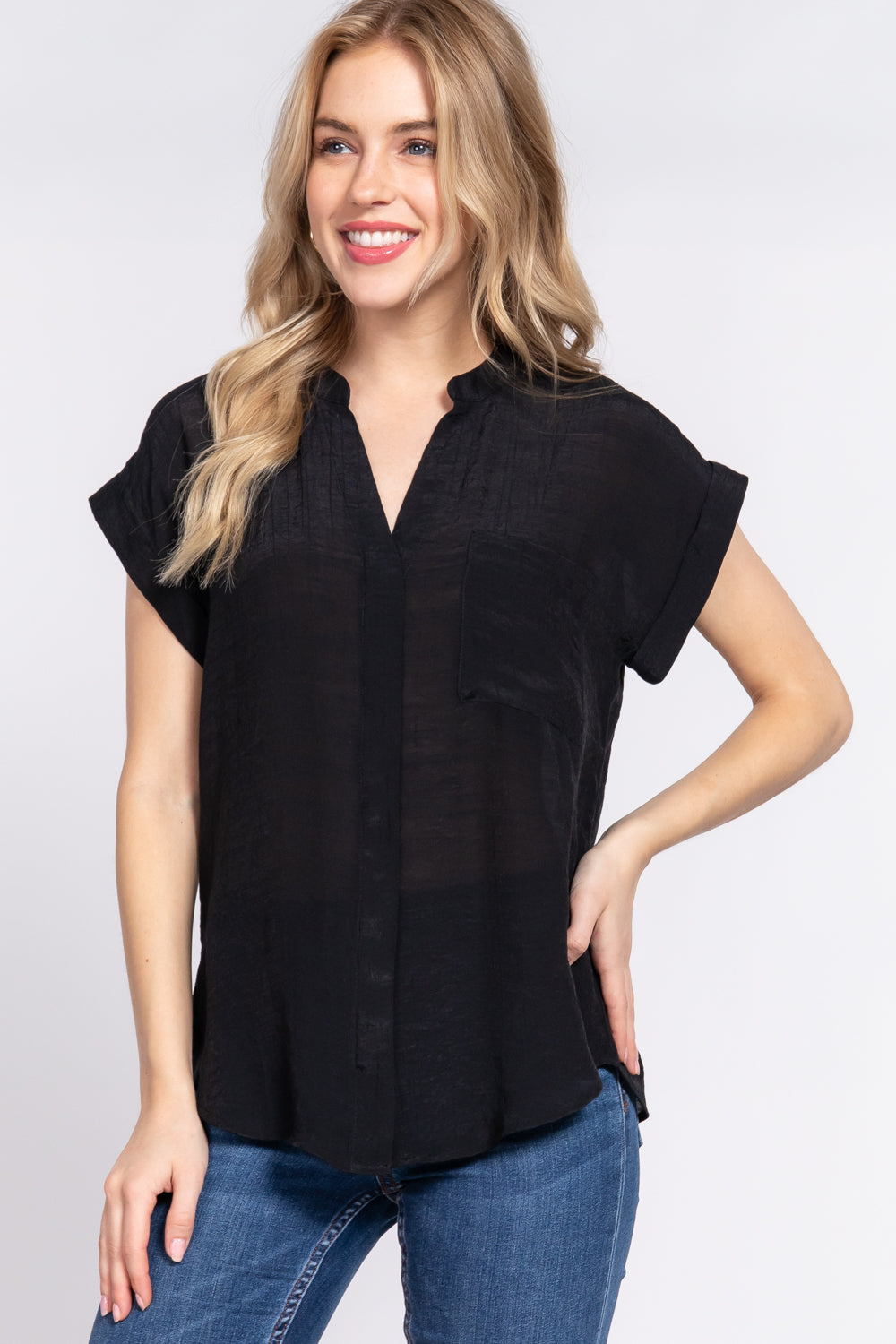 button down woven top