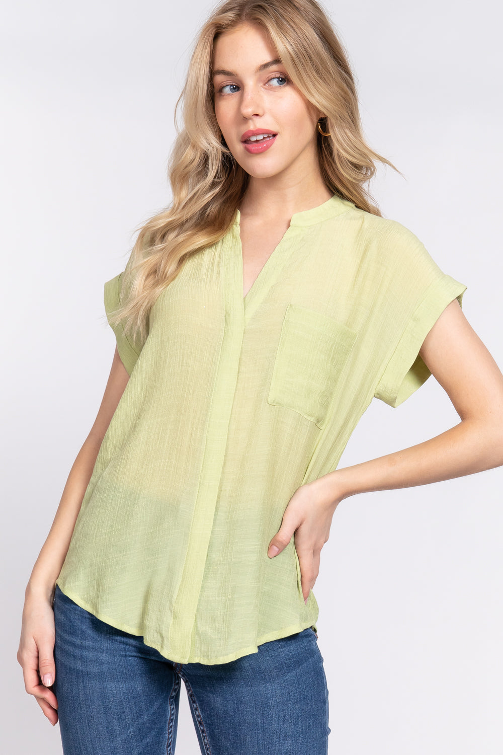 button down woven top