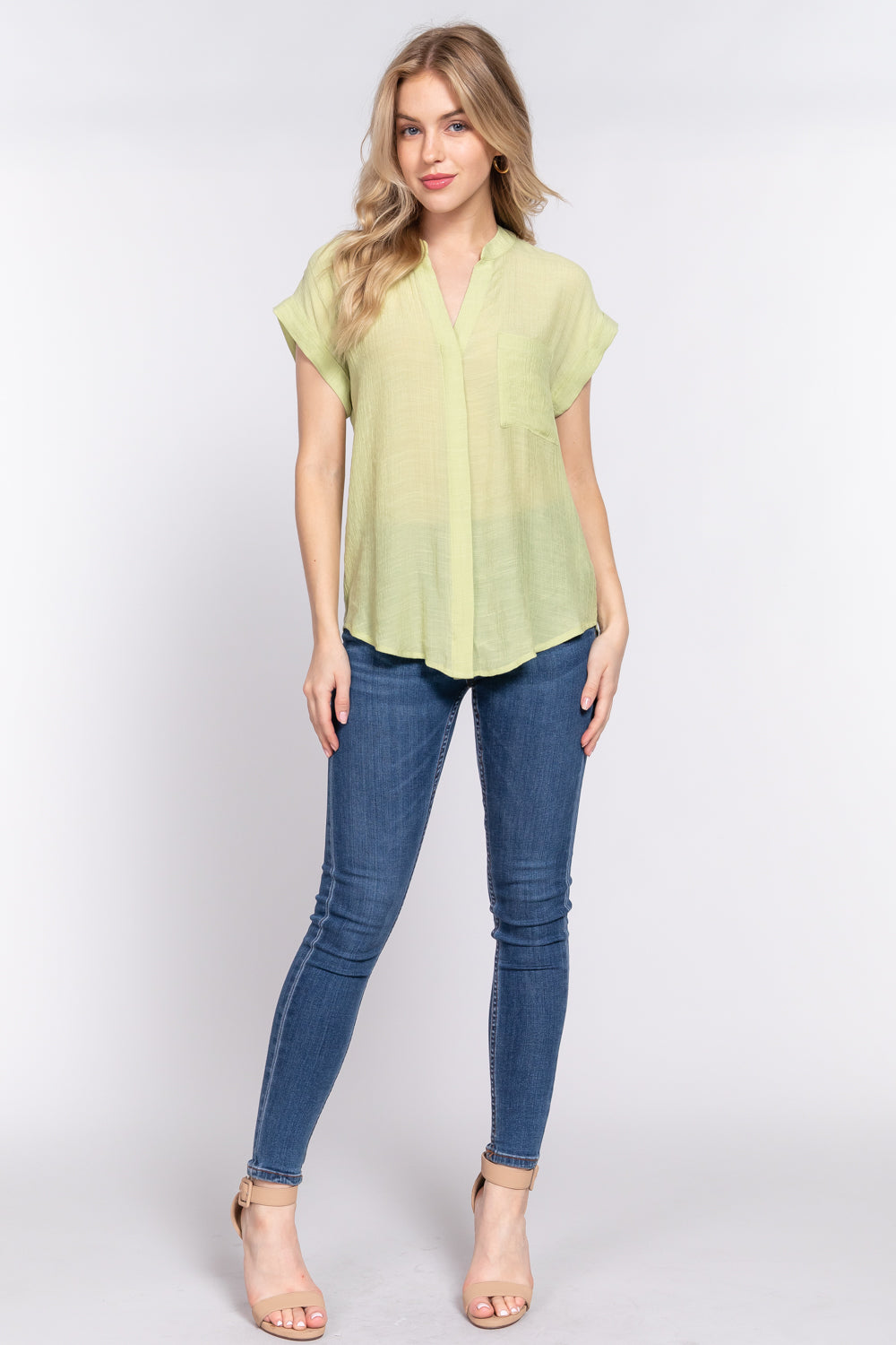 button down woven top