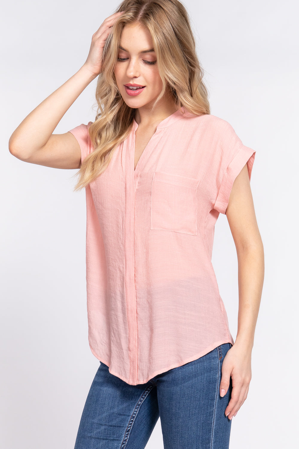 button down woven top