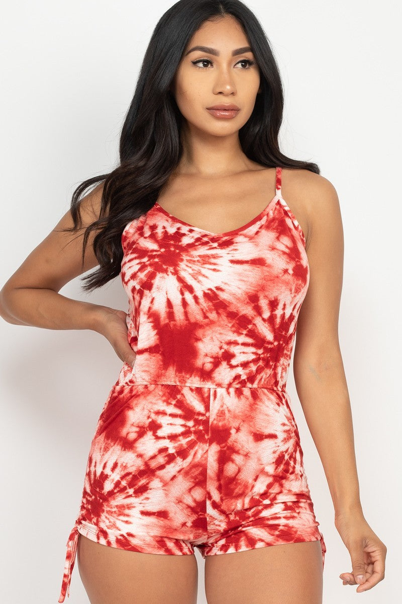 tie-dye drawstring romper