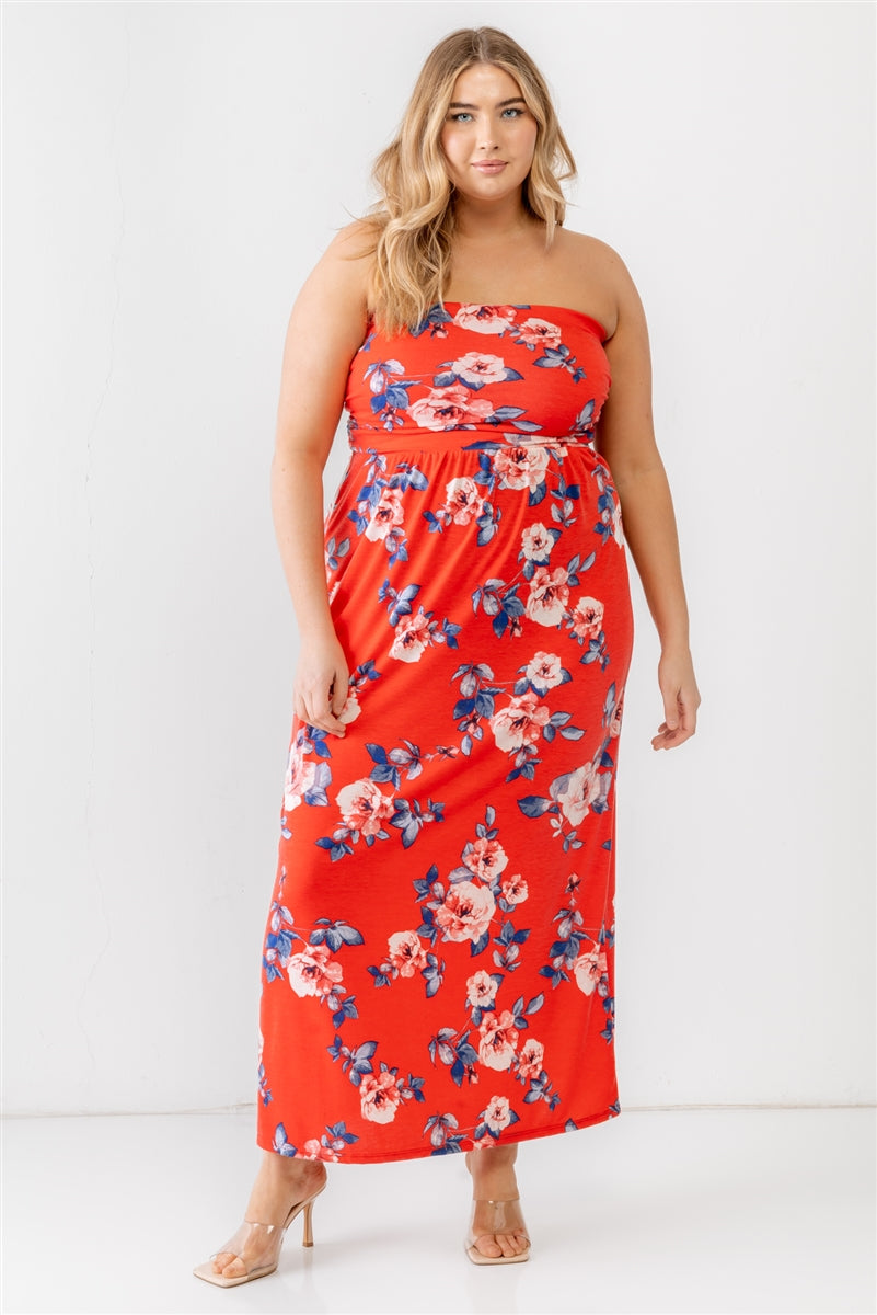 rose print ruched dress