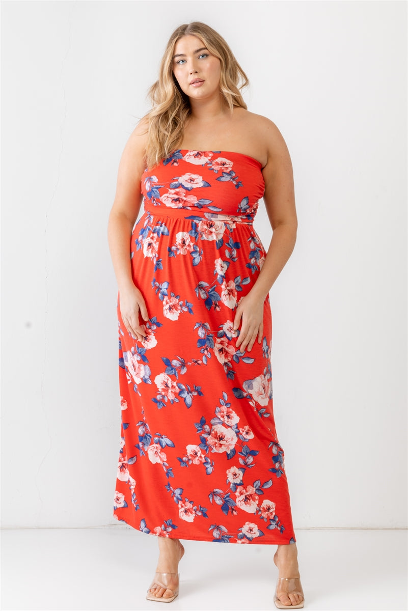 rose print ruched dress