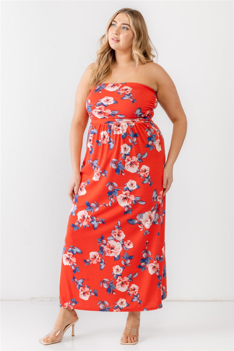 rose print ruched dress