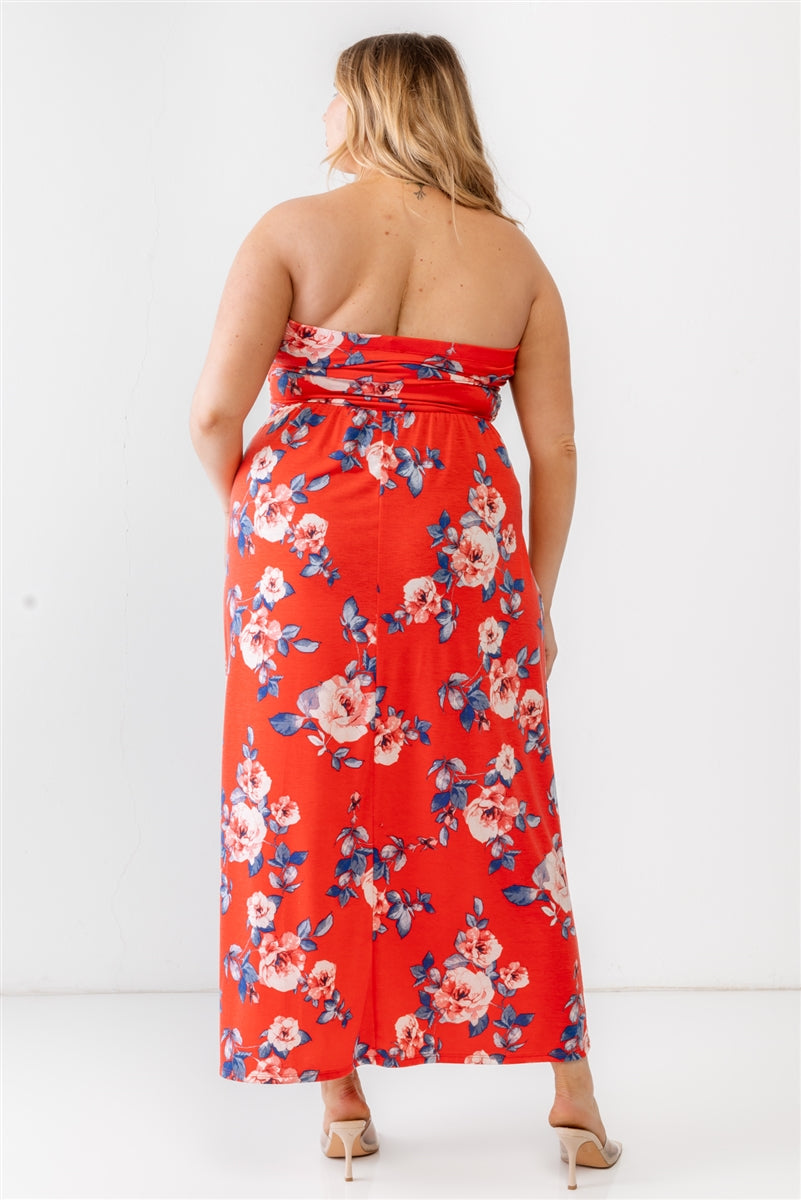 rose print ruched dress