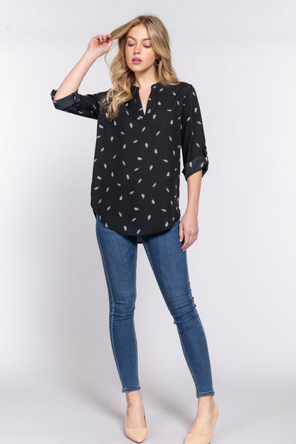 Roll Up Sleeve Blouse