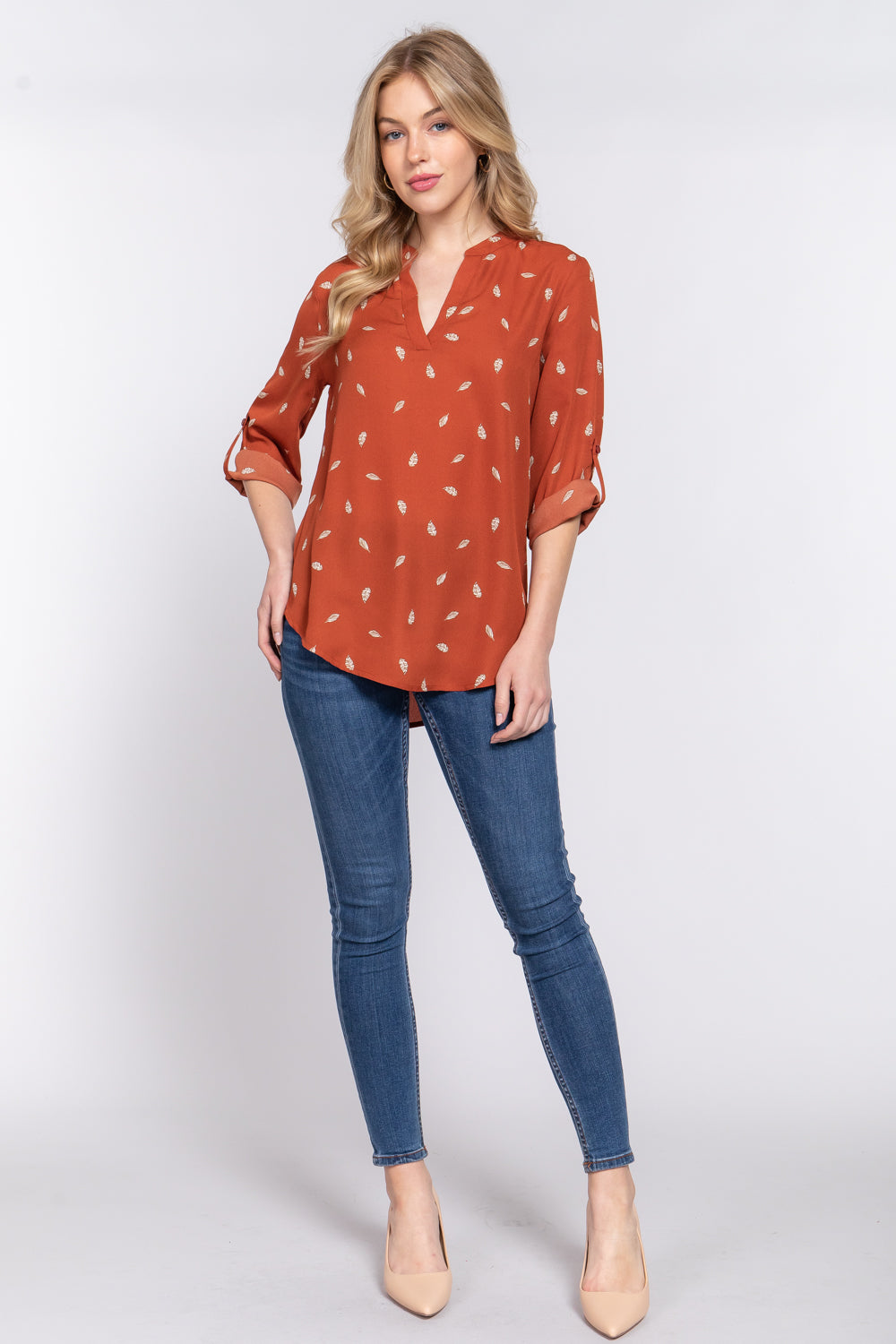 roll up sleeve blouse