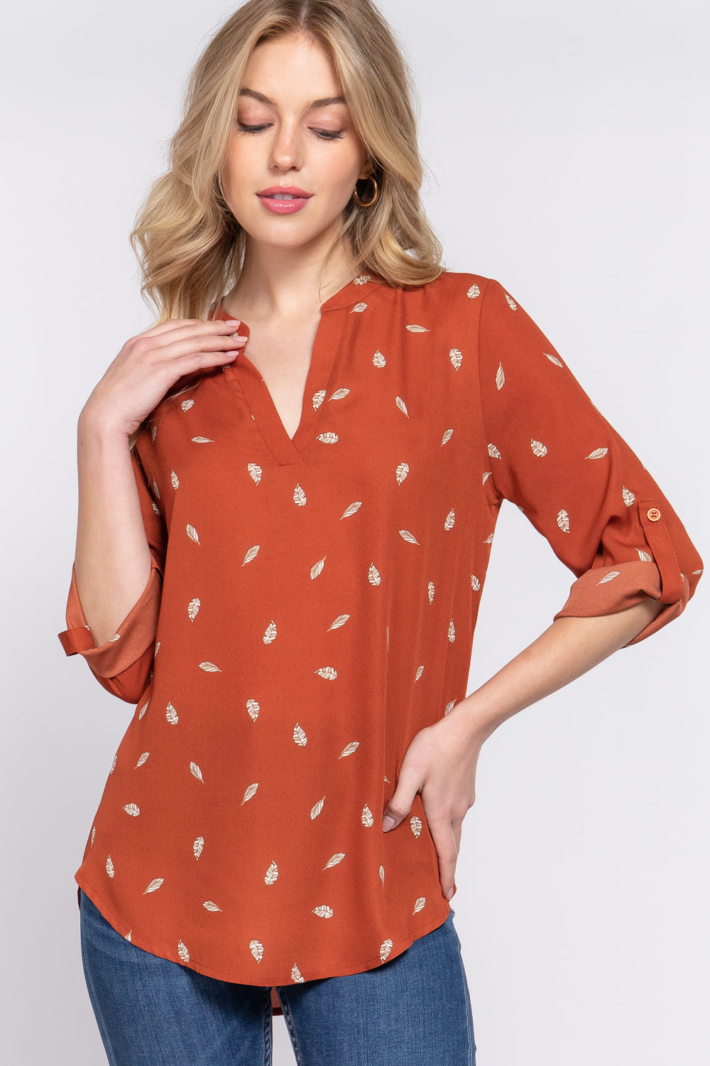 roll up sleeve blouse