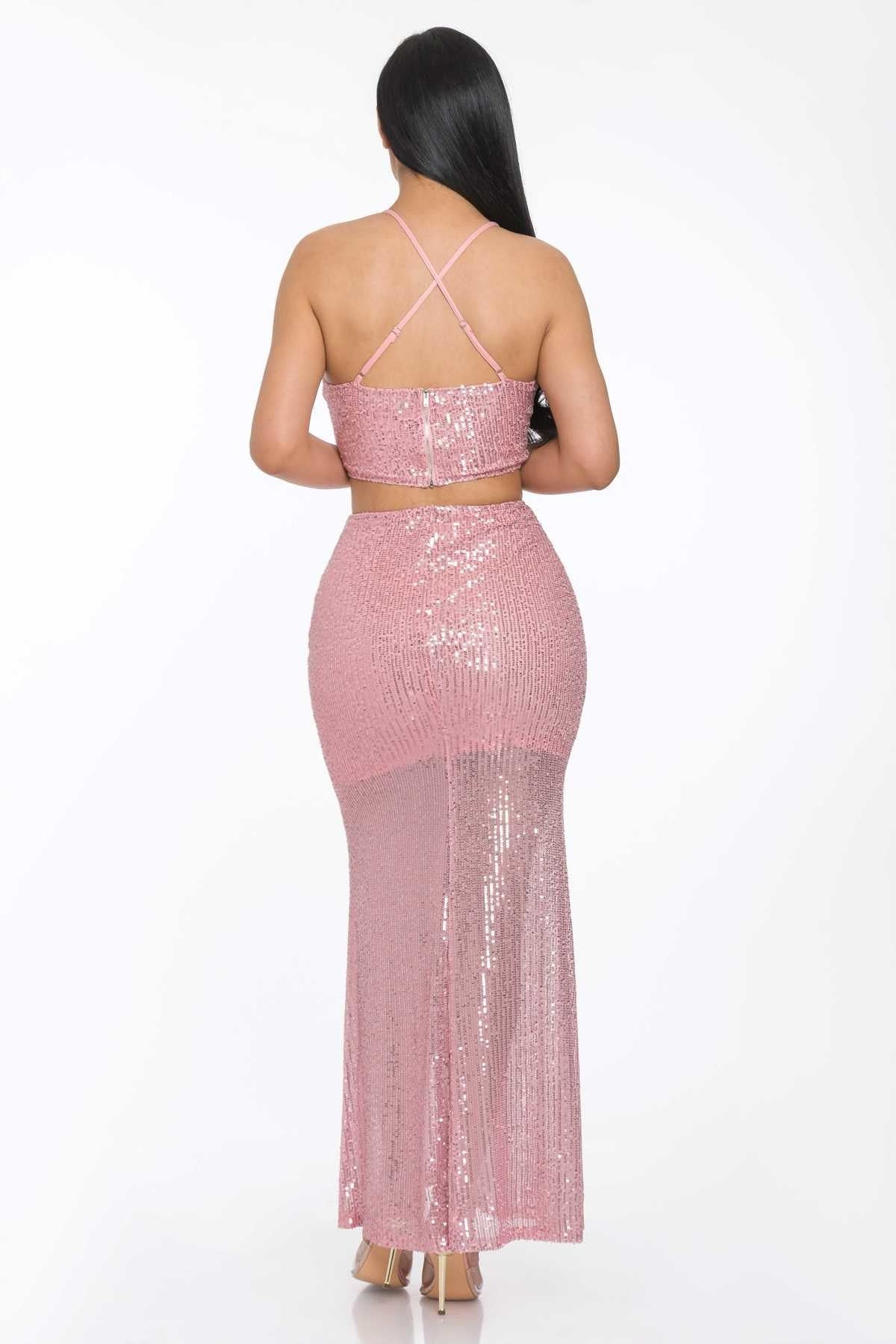 sexy back sequin set