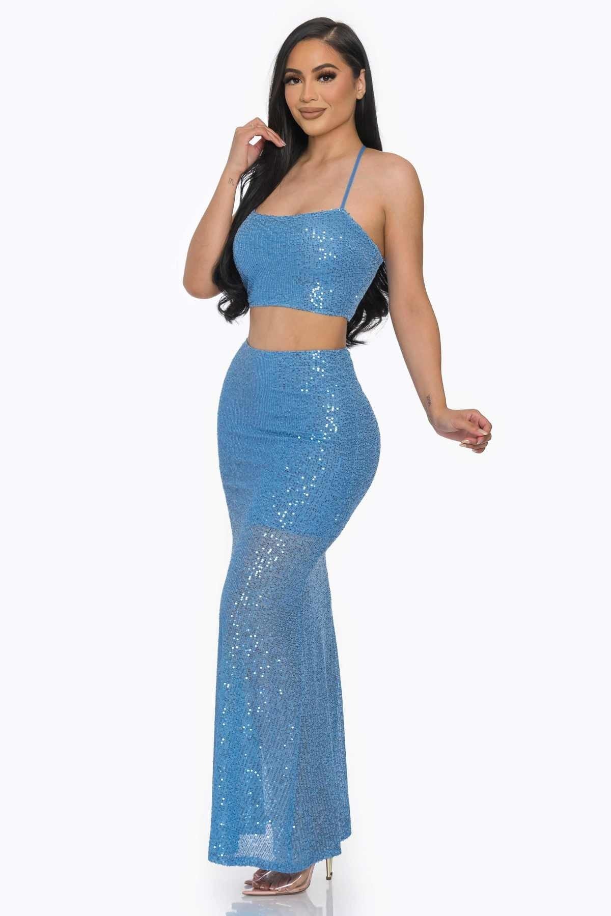 sexy back sequin set