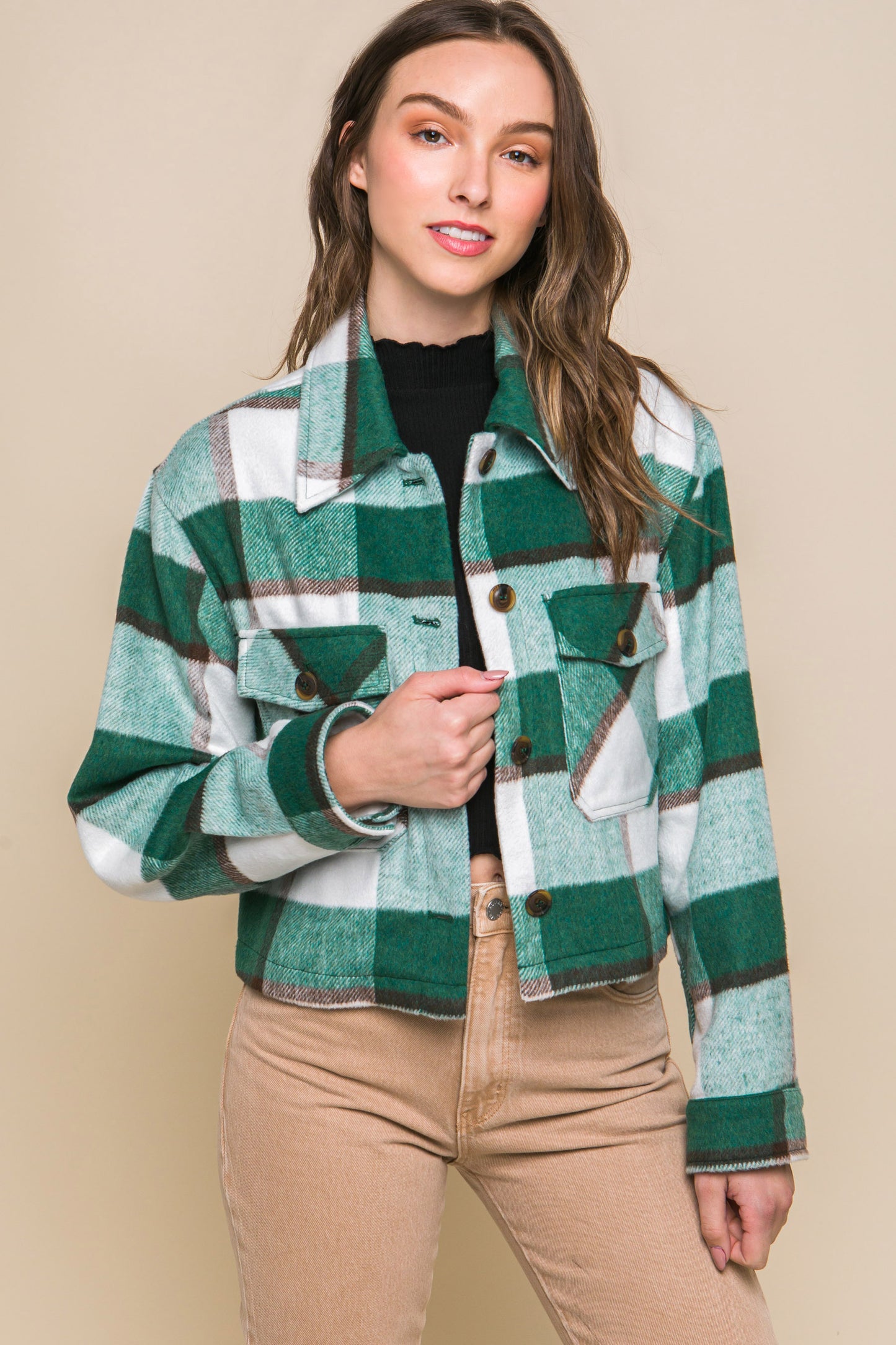 plaid button up jacket