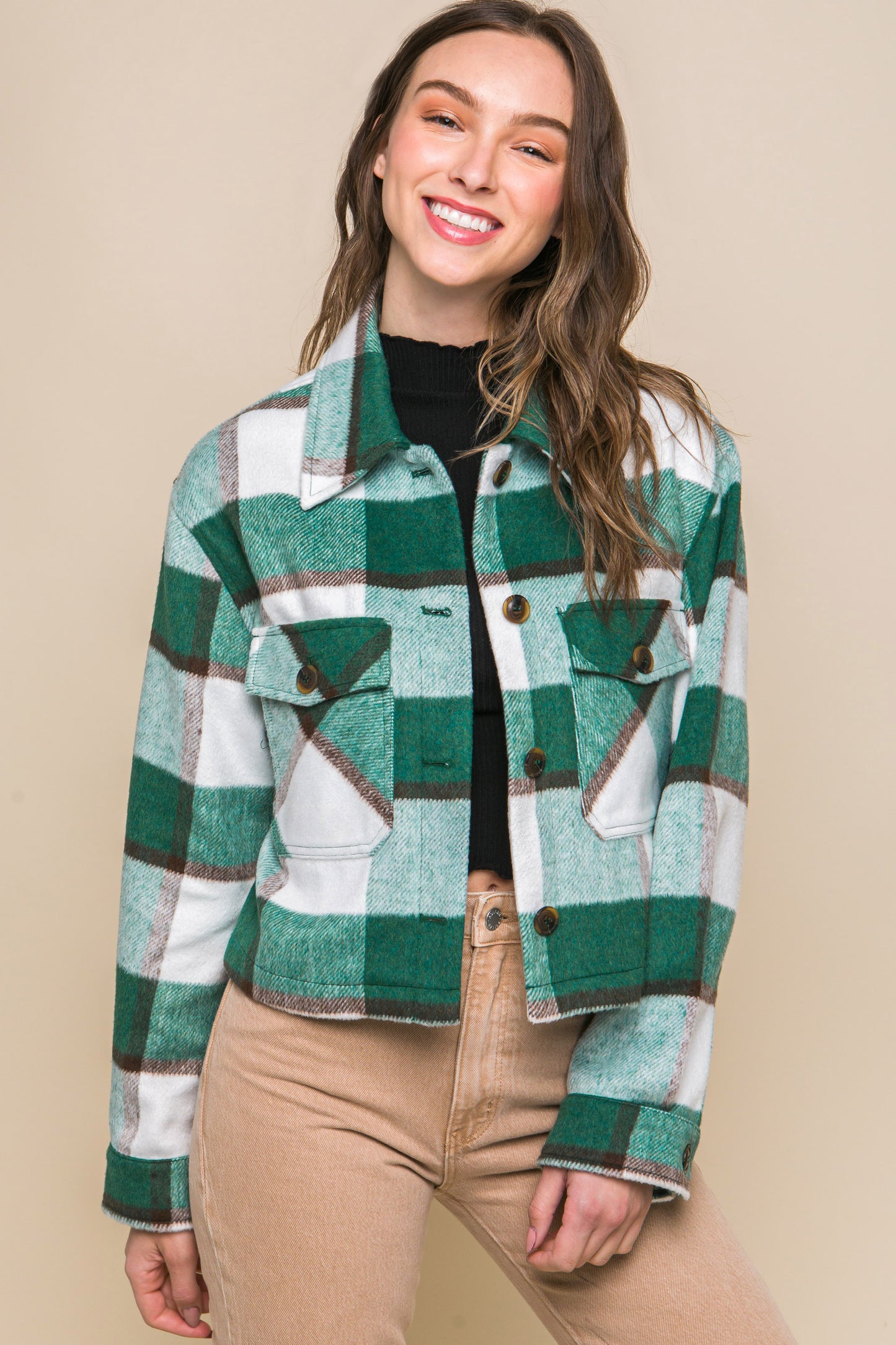 plaid button up jacket