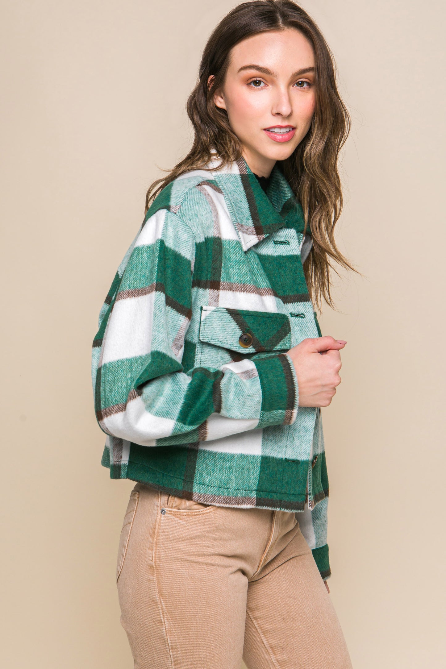 plaid button up jacket