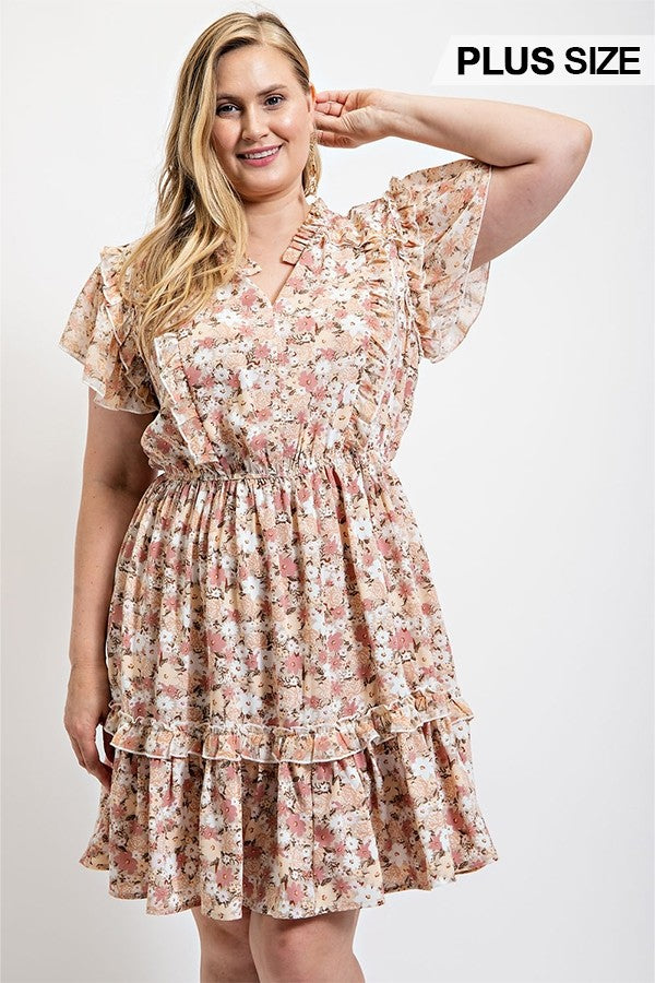 floral printed ruffle dress